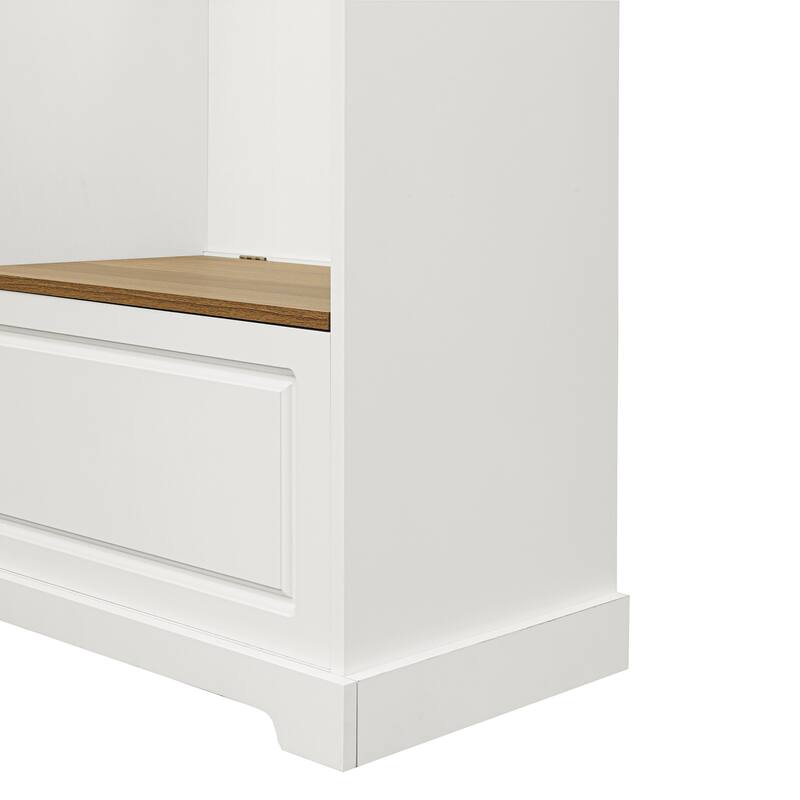 Hall Tree with Flip-Up Storage Bench, Entryway Cabinet with Adjustable Shelves, Coat Hooks, Wood Shoe Cabinet for Hallway
