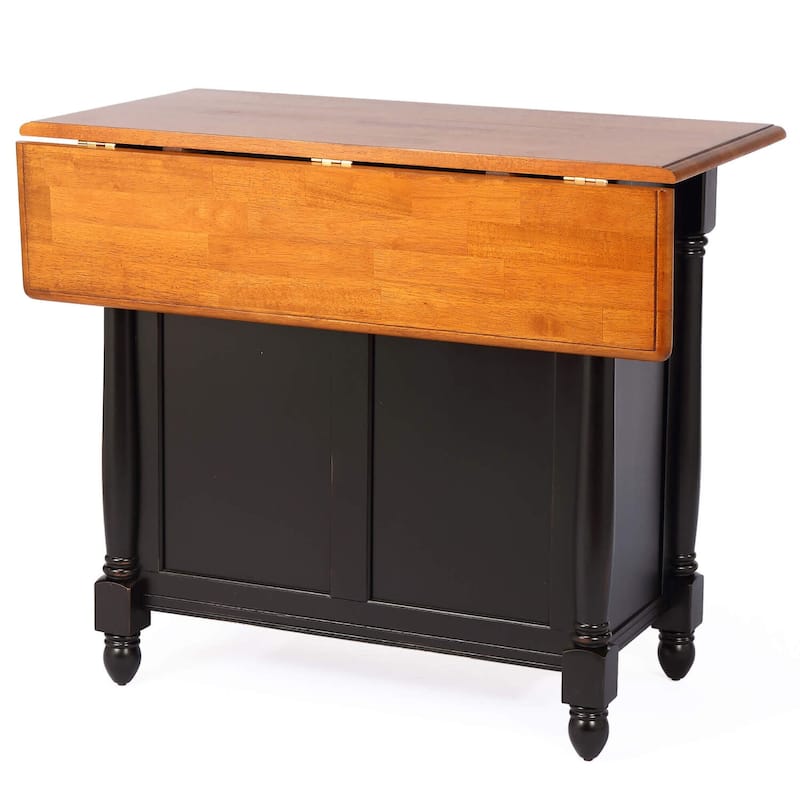 Kitchen island Expandable Black Drop Leaf Counter Dining Storage Cart
