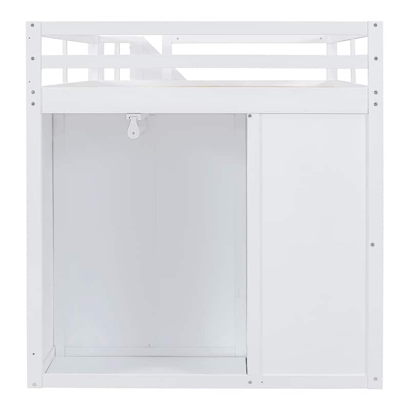 Merax Full Size Wood Loft Bed With Built-in Wardrobes, Cabinets and Drawers