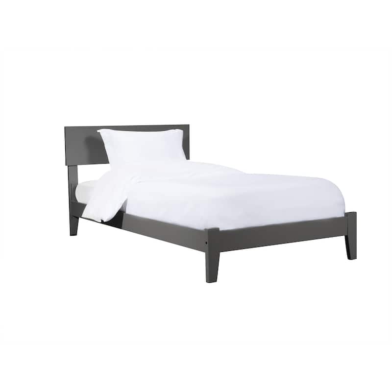 Twin Bed Coastal Craftsman Style Grey - HomeStock Traditional Platform Bed Frame with Open Footboard