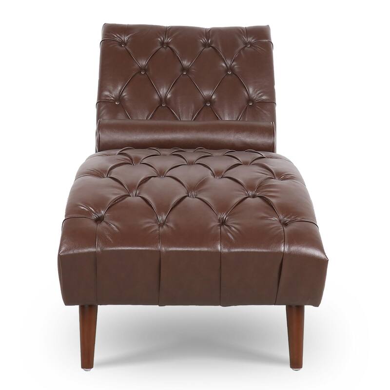 Christopher Knight Home - Arlo Upholstered Chaise Lounge with Rolling Pillow and Birch Legs