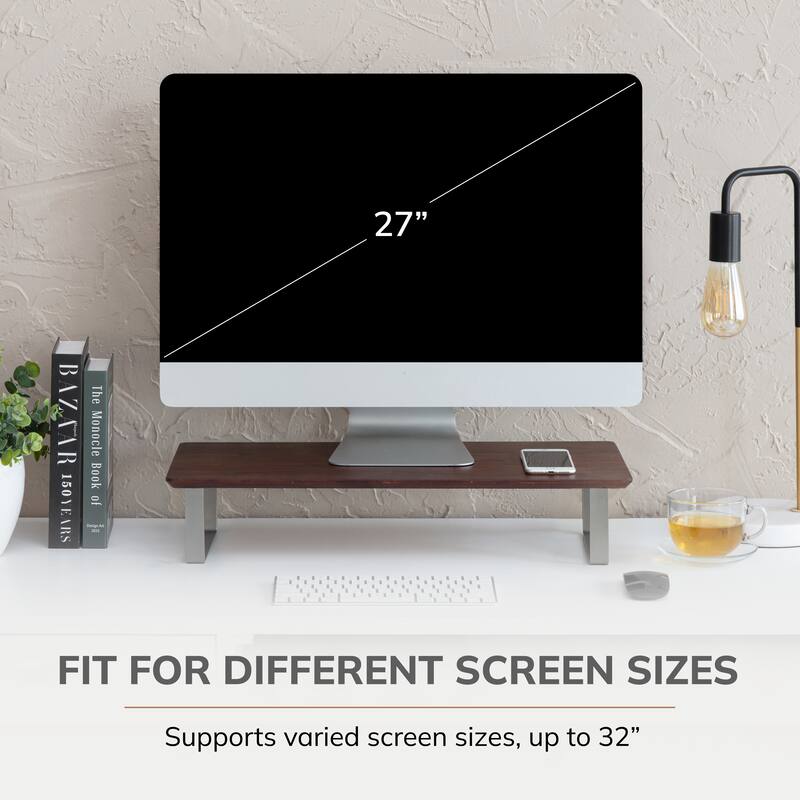 Jani Wood Monitor Stand Riser Desk - Ergonomic Design Stand, Desktop Organizer Table for Home, Office Workspace, Gaming Desk