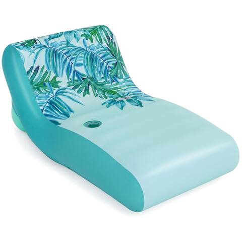 Bestway H2OGO! Luxury Fabric Covered 64" Inflatable Pool Lounger Float, Blue - 8.4
