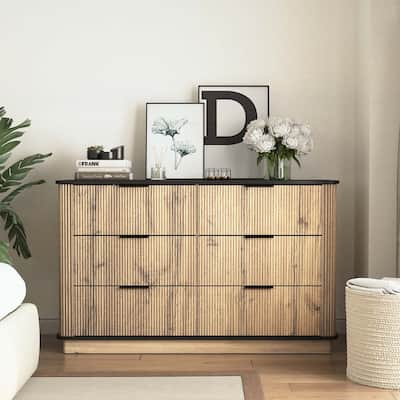 Modern Six-drawer Cabinet,Metal Rounded Corner Design