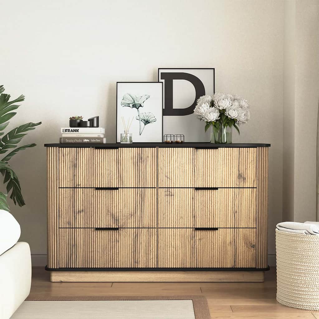 Modern Six-drawer Cabinet,Metal Rounded Corner Design