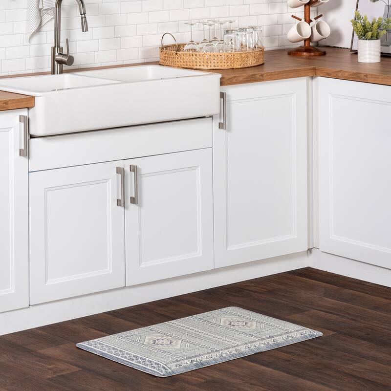 Nuloom Southwestern Bordered Kitchen or Laundry Comfort Mat - 20" x 36" - Blue