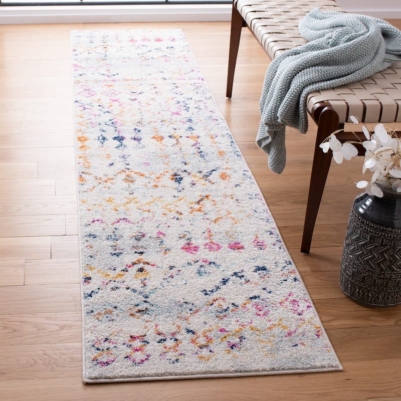 SAFAVIEH Tulum Cordie Boho Moroccan Distressed Rug - 2' x 9' Runner - Ivory/Gold