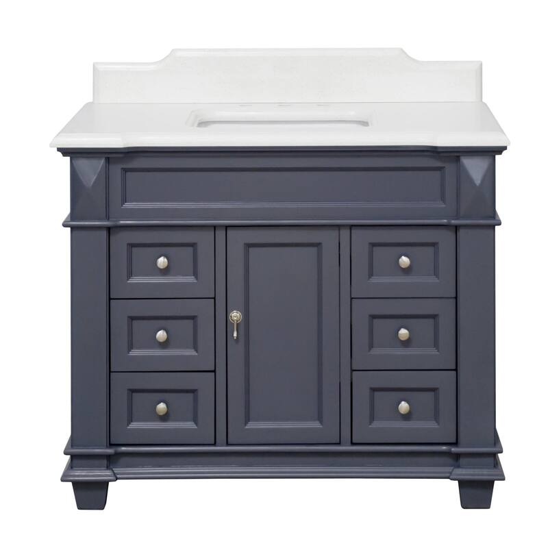 KitchenBathCollection Elizabeth 42" Bathroom Vanity with Quartz Top