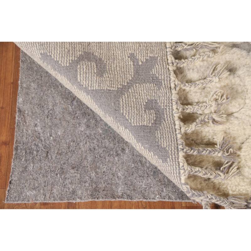 Beige Moroccan Style Area Rug Hand-Knotted Wool Carpet - 5'1"x 8'2"
