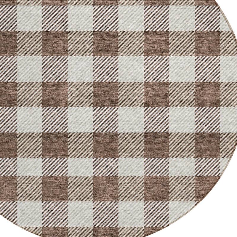HomeRoots Plaid Transitional Rectangle Outdoor Rug