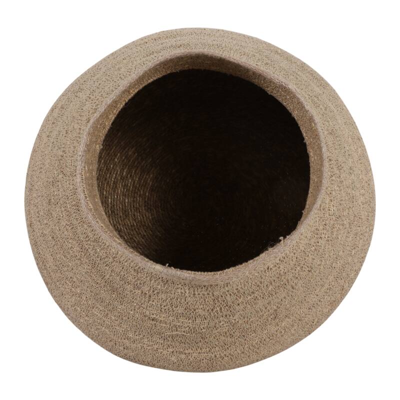 Sculptural Woven Vase with Wide Opening - 18", Brown & Tan