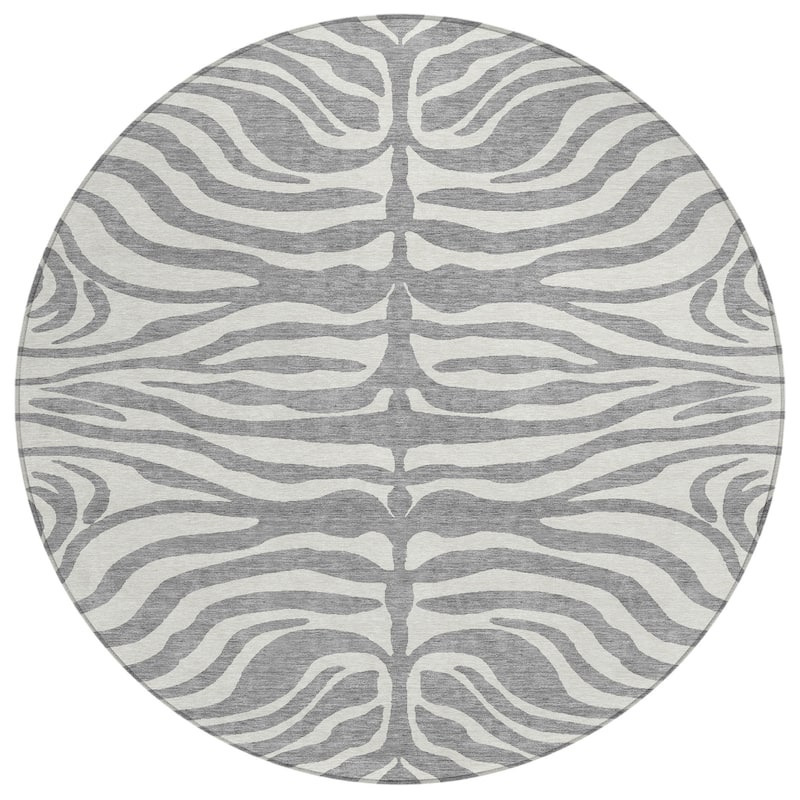 Machine Washable Indoor/ Outdoor Modern Animal Print Chantille Rug