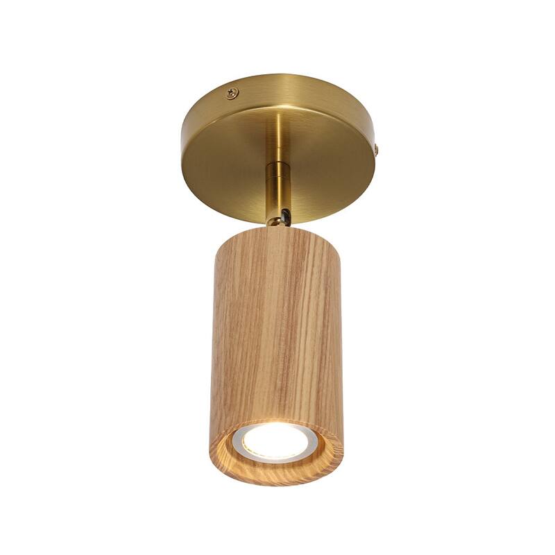 Rustic Wood Grain Single Ceiling Track Light Adjustable Spotlight