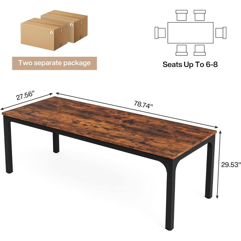 Rectangle 13FT Large Conference Table Set of 2, 78.74-Inch Meeting Seminar Table, Long Business Table