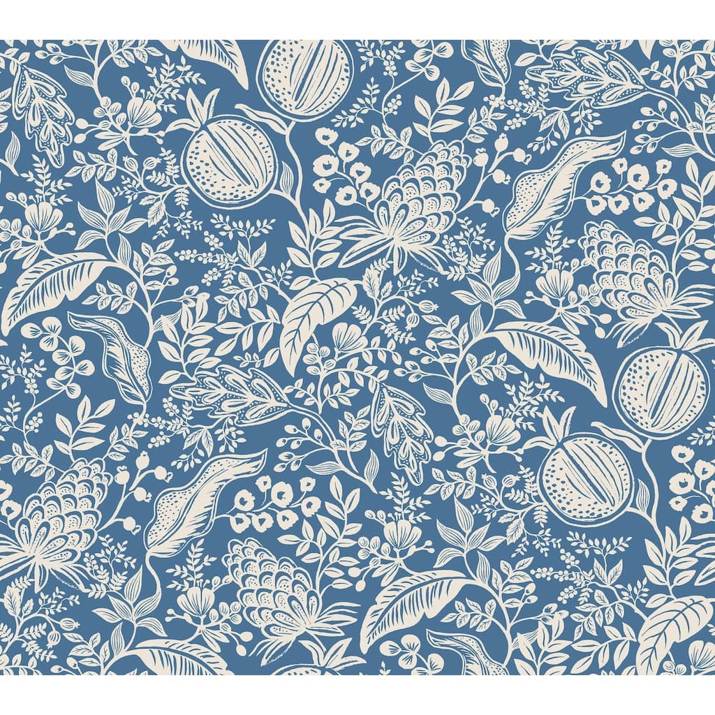 Rifle Paper Co. Pomegranate Blue and Ivory Peel and Stick Wallpaper