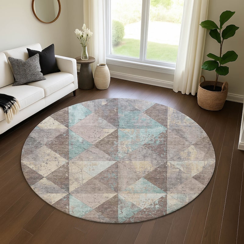 Premium Washable Super Soft Diamond Mosaic Mayfield Rug - Mocha - 8' x 8'