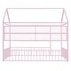 preview thumbnail 50 of 58, Metal Floor Bed House Bed Frame with Fence and Storage Shelves
