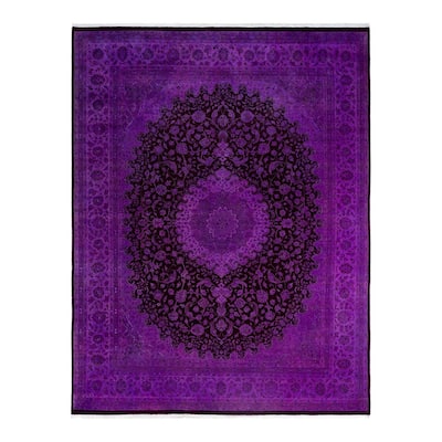 Fine Vibrance One-of-a-Kind Hand-Knotted Area Rug - Purple, 9' 1" x 12' 3" - 9' 1" x 12' 3"