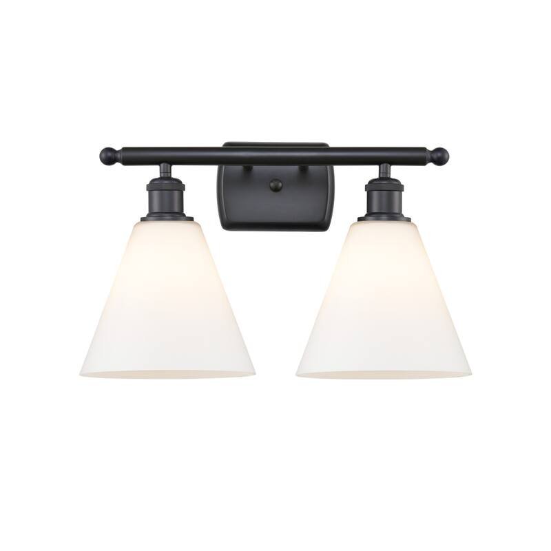 Innovations Lighting 516-2W-11-18 Berkshire Vanity Berkshire 2 Light - Matte Black / Matte White