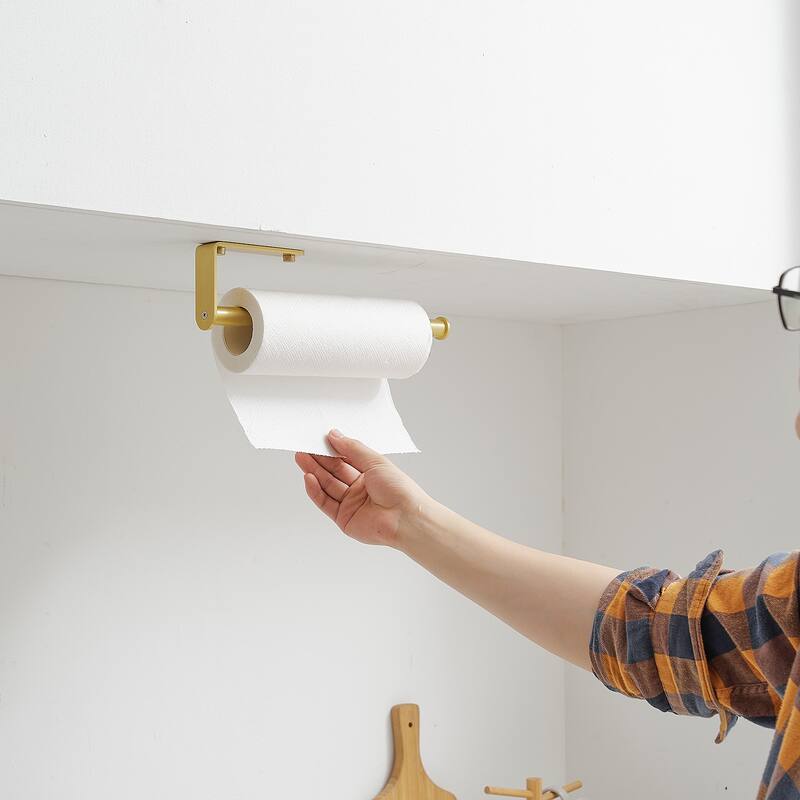 Wall Mount Paper Towel Holder Bulk- Self-Adhesive Under Cabinet (2 Pieces)