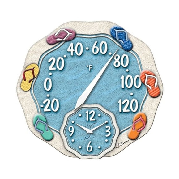 Springfield 91620 Sandals Thermometer with Clock, 12"