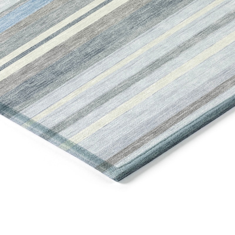 Machine Washable Indoor/ Outdoor Modern Stripes Chantille Rug