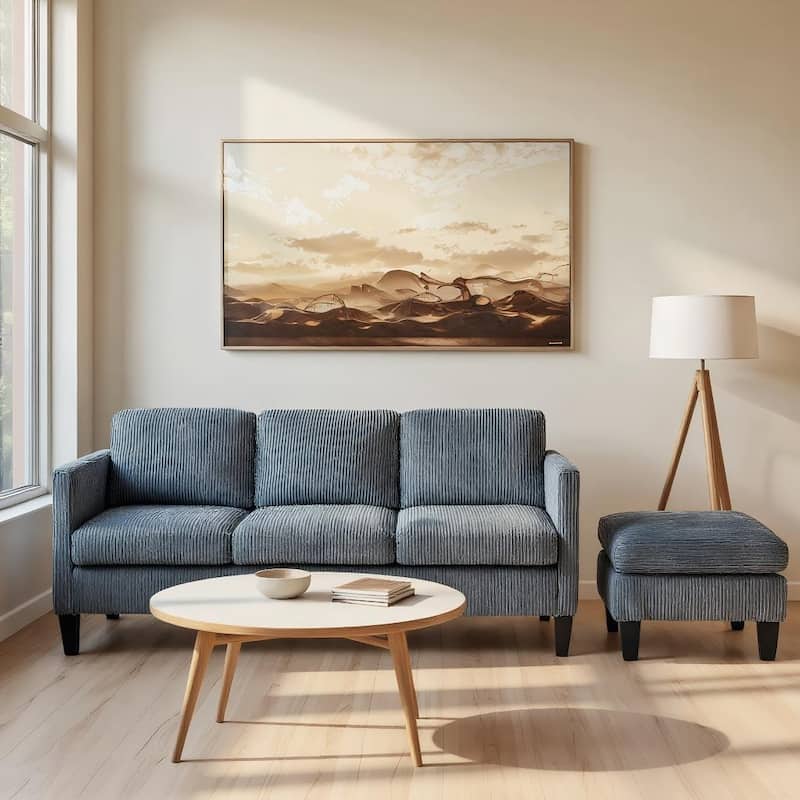 4 Seat Velvet L-Shaped Sofa with Chaise and Padded Corduroy Multi-functional Modern Sectional Couch - 88.18 in.L x 31.5 in.H