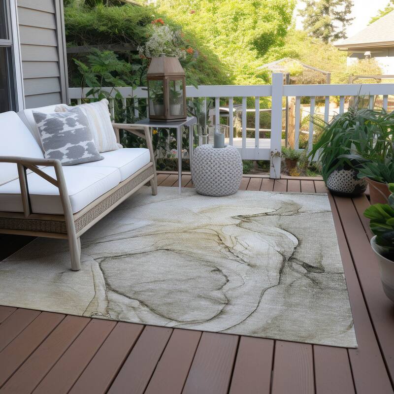 Almiso Artistic Abstract Weather Resistant Classic Meets Modern Outdoor Rug