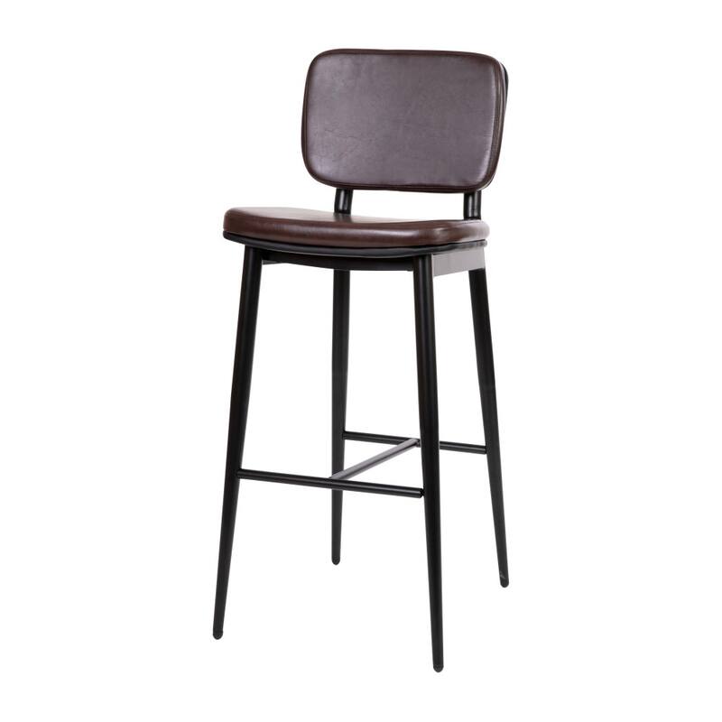 Set of 2 Upholstered Bar Stools with Metal Frames