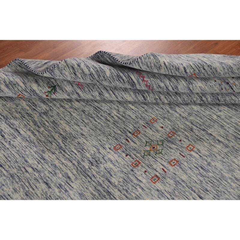 Tribal Striped Gabbeh Oriental Area Rug Hand-Knotted Wool Carpet - 7'10" x 9'7"