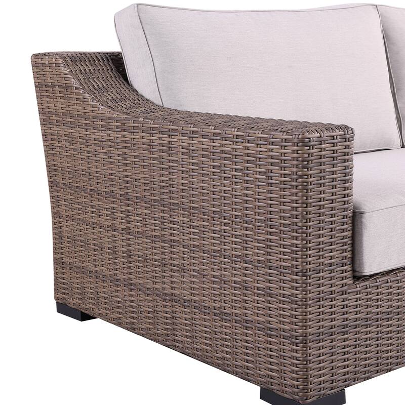 3-Piece Manhattan Rustic Wicker Seating Set with Tempered Glass