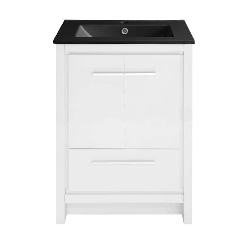 Swiss Madison SM-BV730 Virage 24" Free Standing Single Basin Vanity - White / Matte Black - Painted