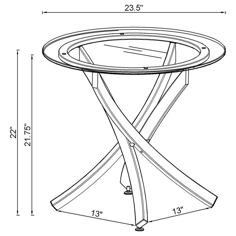 Brooke Round Glass Top Side End Table Metal Base