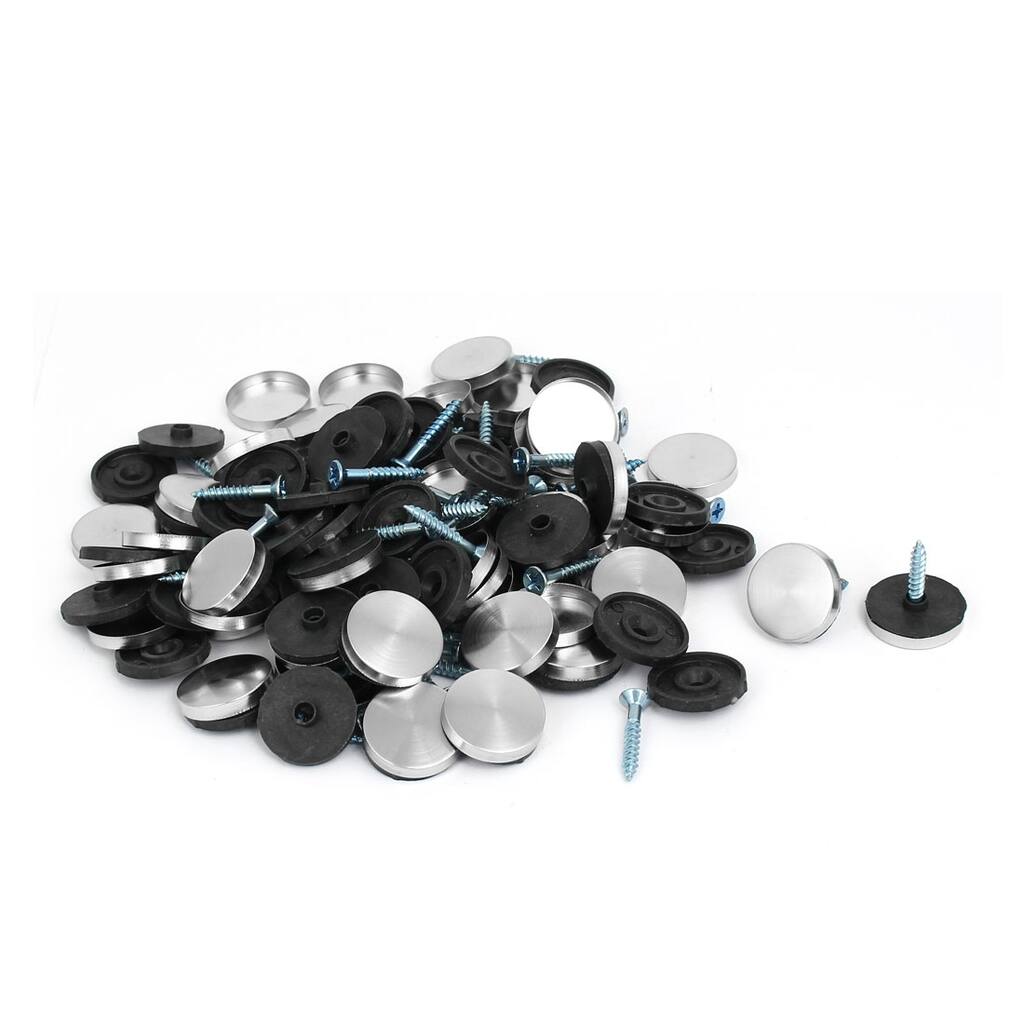 22mm Dia 304 Stainless Steel Round Cap Nails Decorative Mirror Screws - Silver Tone, Black