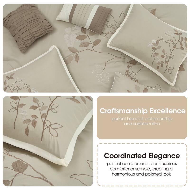 Nanshing Tracy 7-Piece Minimalist Botanical Comforter Set