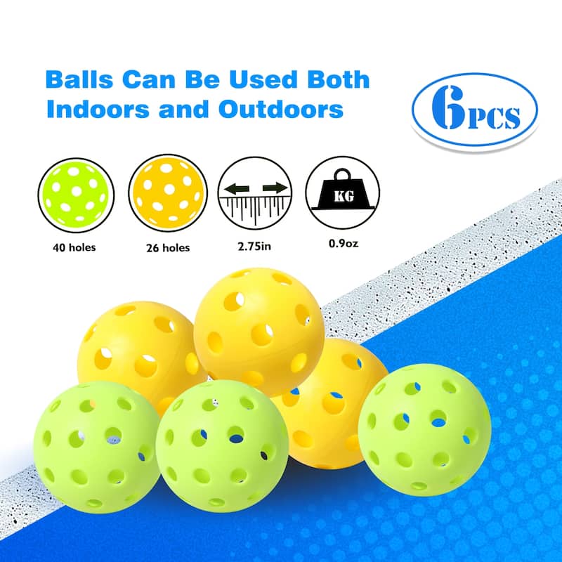 GSE™ Pickleball Paddles Set with 4 Wooden Pickleball Rackets, 3 Indoor & 3 Outdoor Pickleball Balls, Mesh Carrying Bag