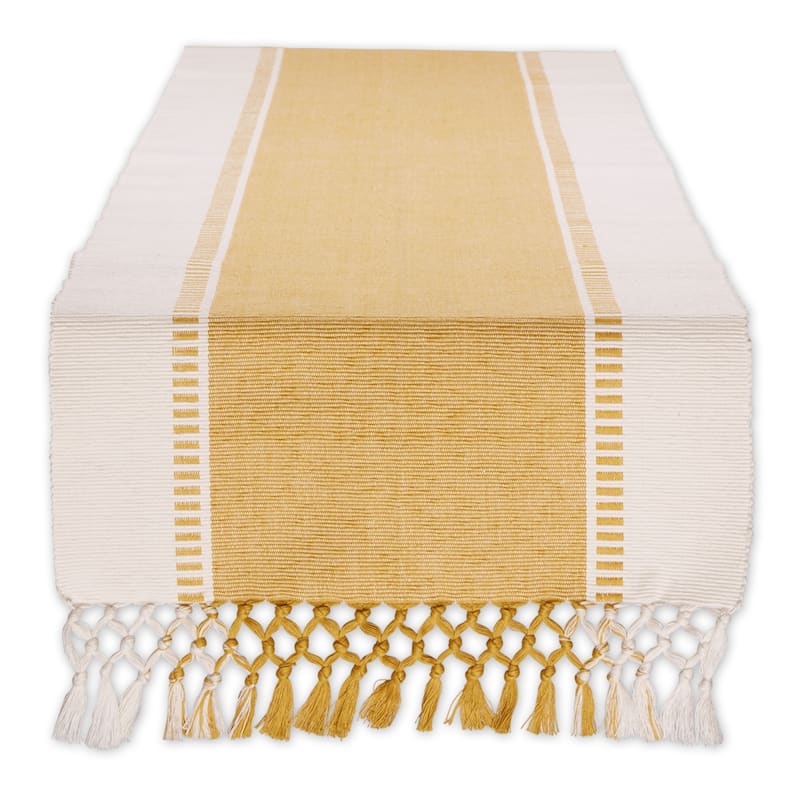 DII Striped Fringe Ribbed Table Runner 13x72" - 13x72" - Honey Gold