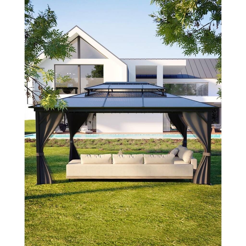 12'x16' Hardtop Gazebo for Patio, Deck, Backyard, Lawn, and Garden - 12X16 Ft