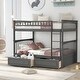 preview thumbnail 1 of 16, Full over Full Bunk Bed with 2 Storage Drawers&Ladder, Convertible Beds Grey