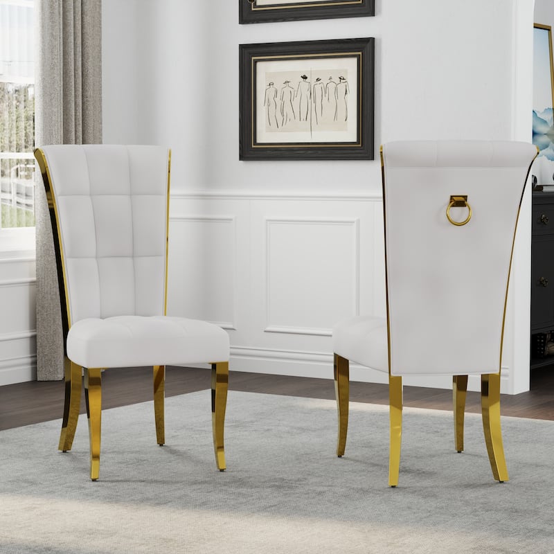Luxury Dining Table Set with PU Leather Dining Chairs