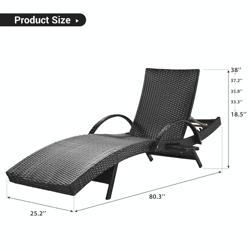Outdoor Wicker Chaise Lounge Chairs Set of 2