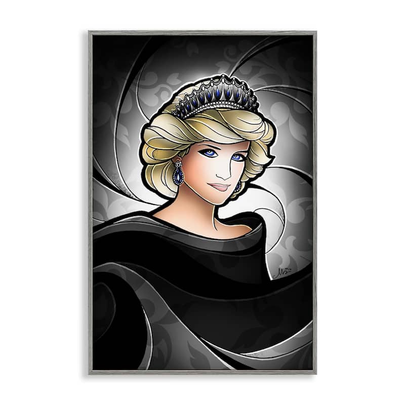Stupell Royal Peoples' Princess Framed Giclee Art Design By Mandie Manzano - 20 x 30 - Grey