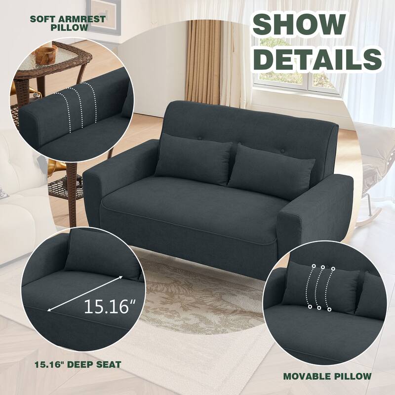 3 Pieces Living Room Set with Storage Ottoman