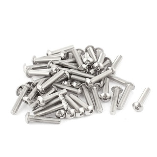 M5x25mm Stainless Steel Button Head Hex Socket Cap Screws Silver Tone ...