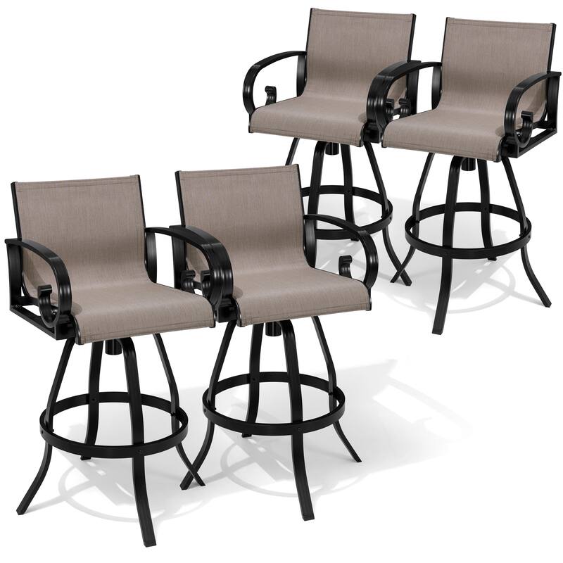 Outdoor Patio Sunbrella Fabric Swivel Aluminum Bar Stools