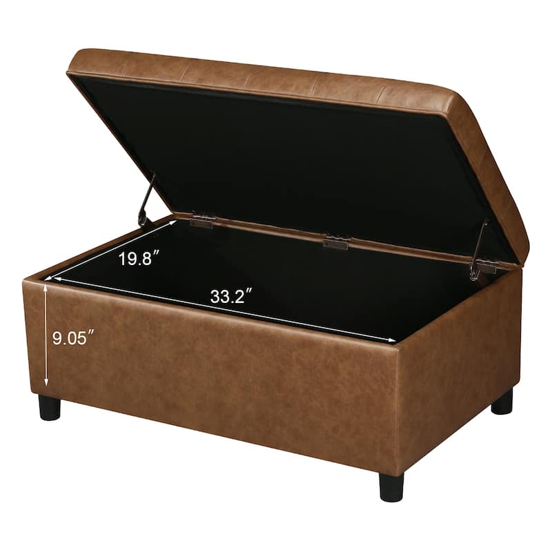 Adeco 35" Tufted Rectangular Storage Ottoman Bench