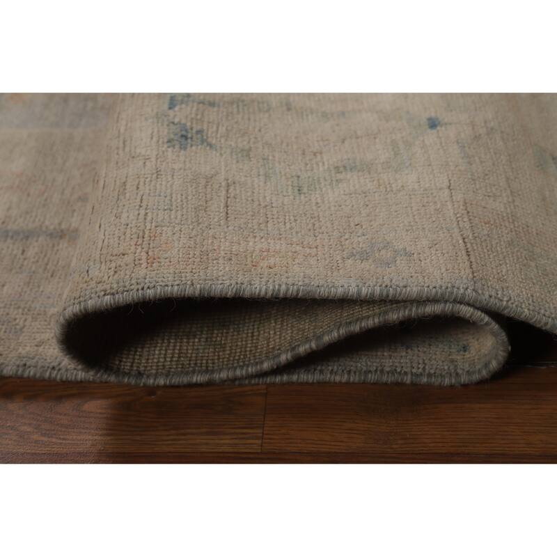 Geometric Vegetable Dye Oushak Turkish Rug Hand-Knotted Wool Carpet - 6'3"x 8'2"