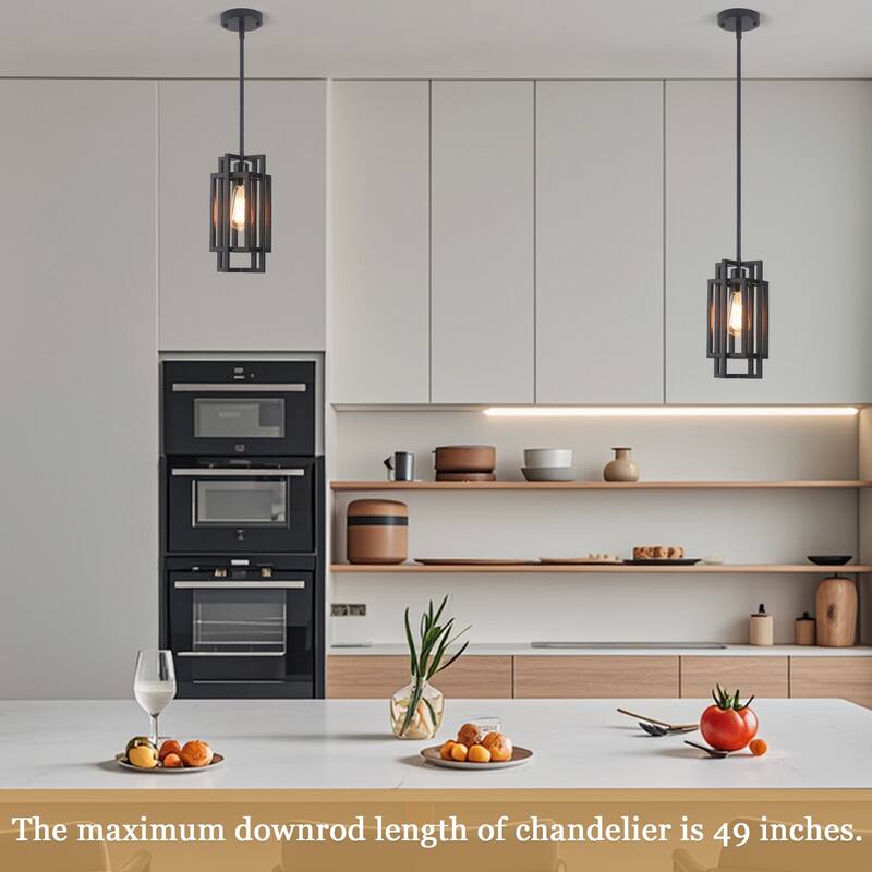 Open Metal Frame Classic Traditional Chandelier, Rustic Farmhouse 1 -Light Pendant for Dining Living Room, Kitchen