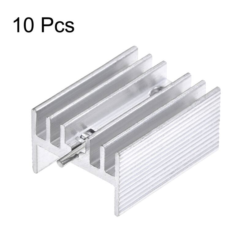 20x15x10mm TO-220 Aluminum Heatsink for MOSFET Transistor Diode with a Pin 10pcs - Silver Tone