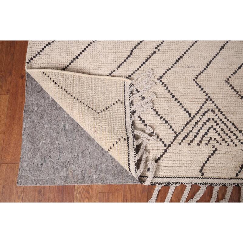 Earth Tone Moroccan Modern Area Rug Handmade Wool Carpet - 7'10"x 10'6"